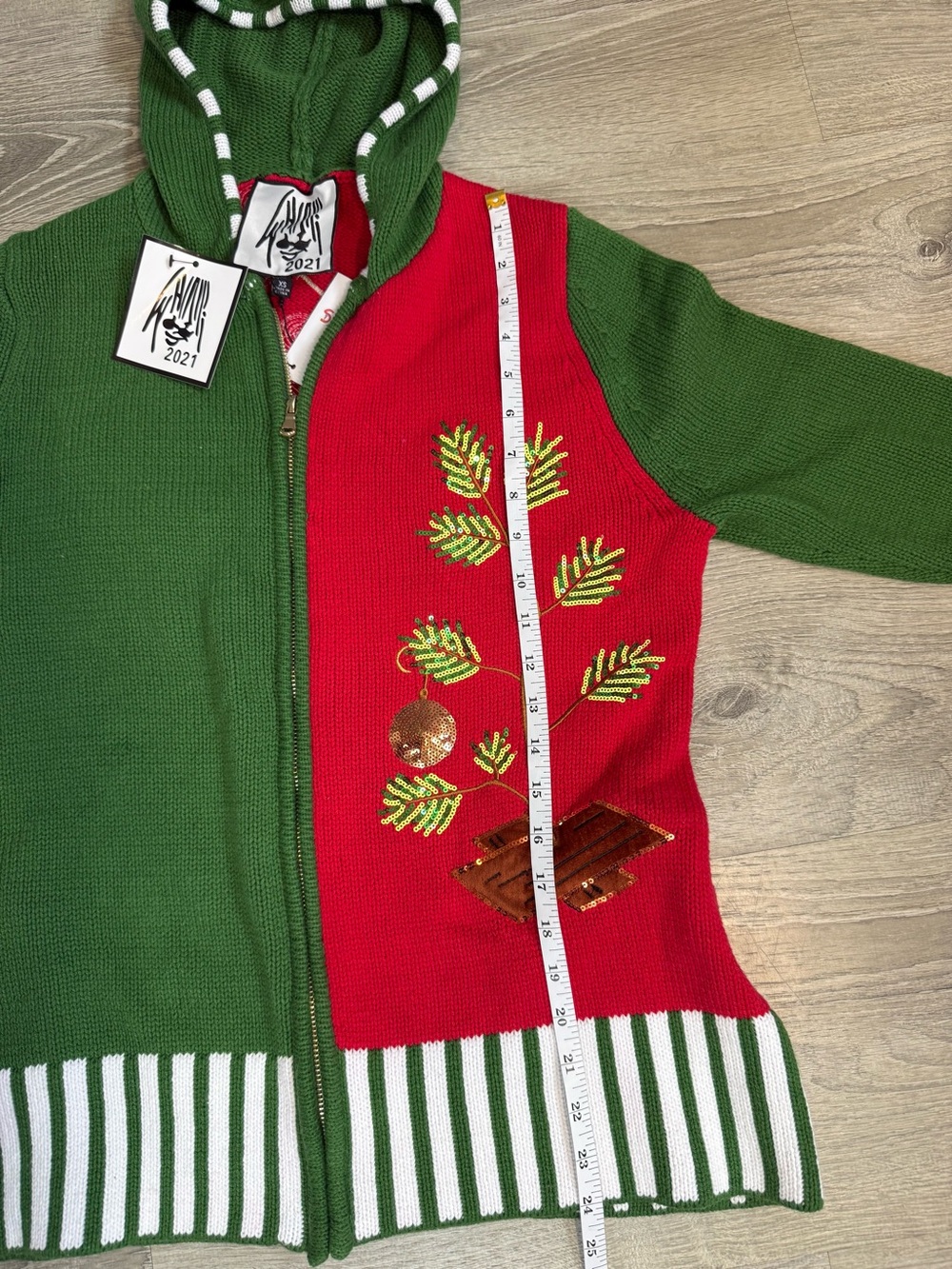 Whoopi Goldberg "Ugly Christmas Sweater" Holiday Hoodie Knit Cardigan - Picture 9 of 9